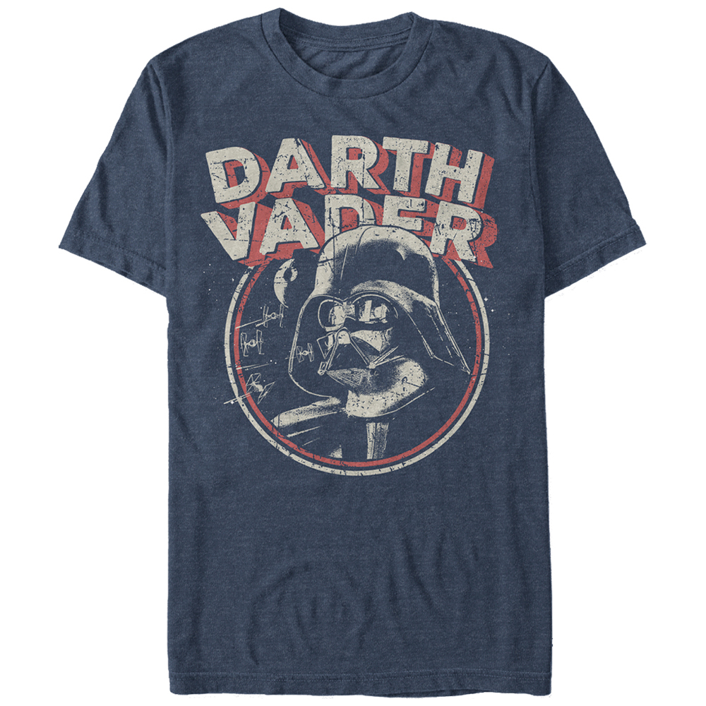 Men's Star Wars Vintage Retro Darth Vader With Tie Fighters and Death Star Graphic Tee